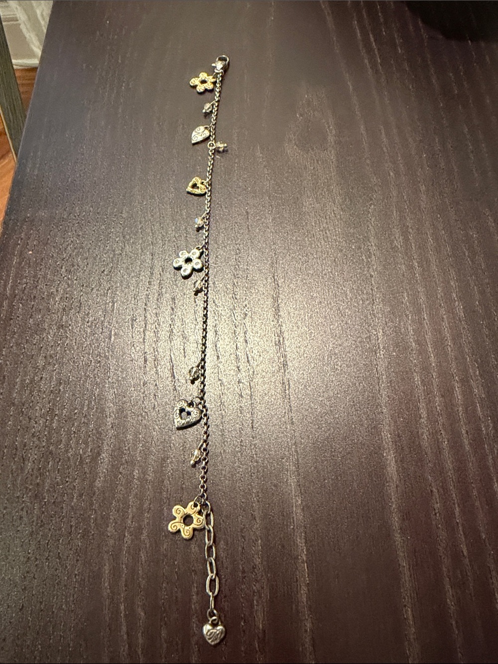 Brighton Gold and Silver Flower & Heart Charm Bracelet